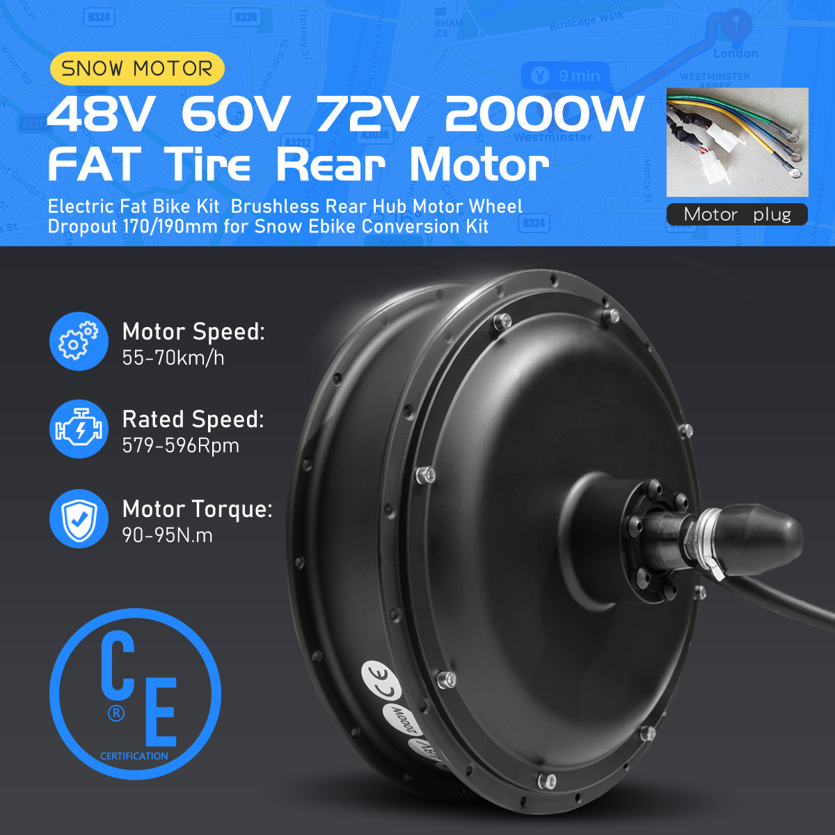Fat Tire Ebike Conversion Kit 2000W - Moteur de moyeu arrière sans balais