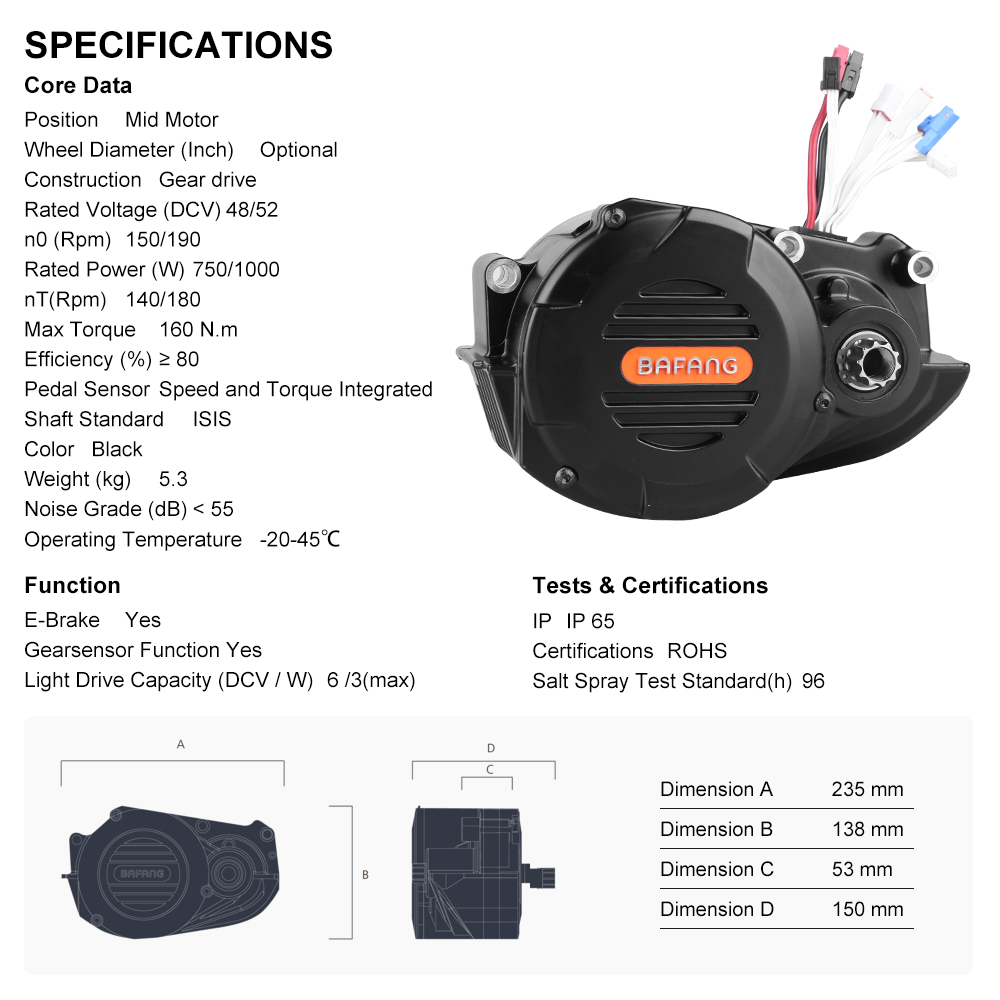 Kit de conversion de vélo élec - Mid Drive Motor Kit 52V 1000W avis et prix